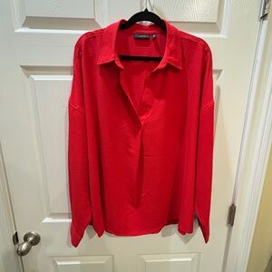 Rafaella Vibrant Red Casual Button Down Shirt